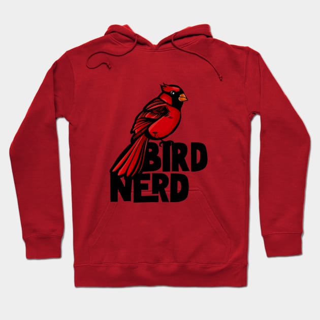 Bird Nerd Red Cardinal Hoodie by bubbsnugg